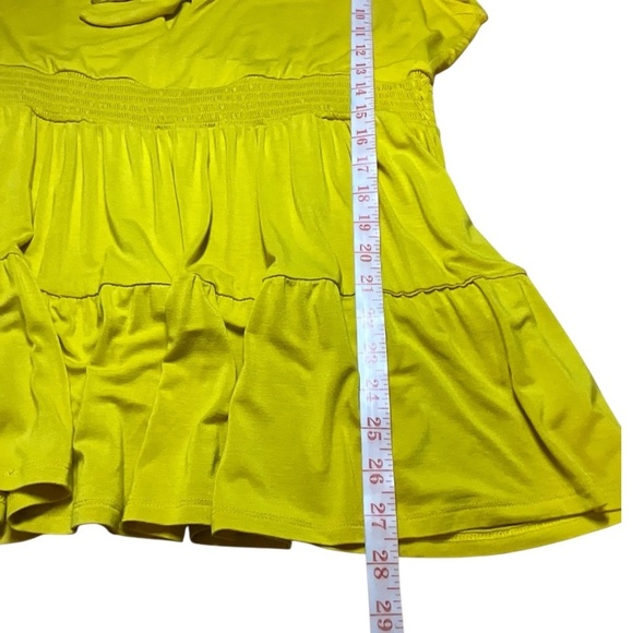 TORRID Jersey Knit Scoop Neck Flutter Sleeve Marigold Yellow Tiered Top US Sz 2X - Picture 8 of 9